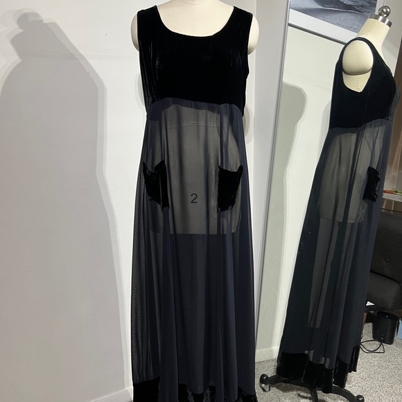 450$ TT MAR SHEER DRESS VELVET POCKETS SIZE SMALL - Picture 1 of 9